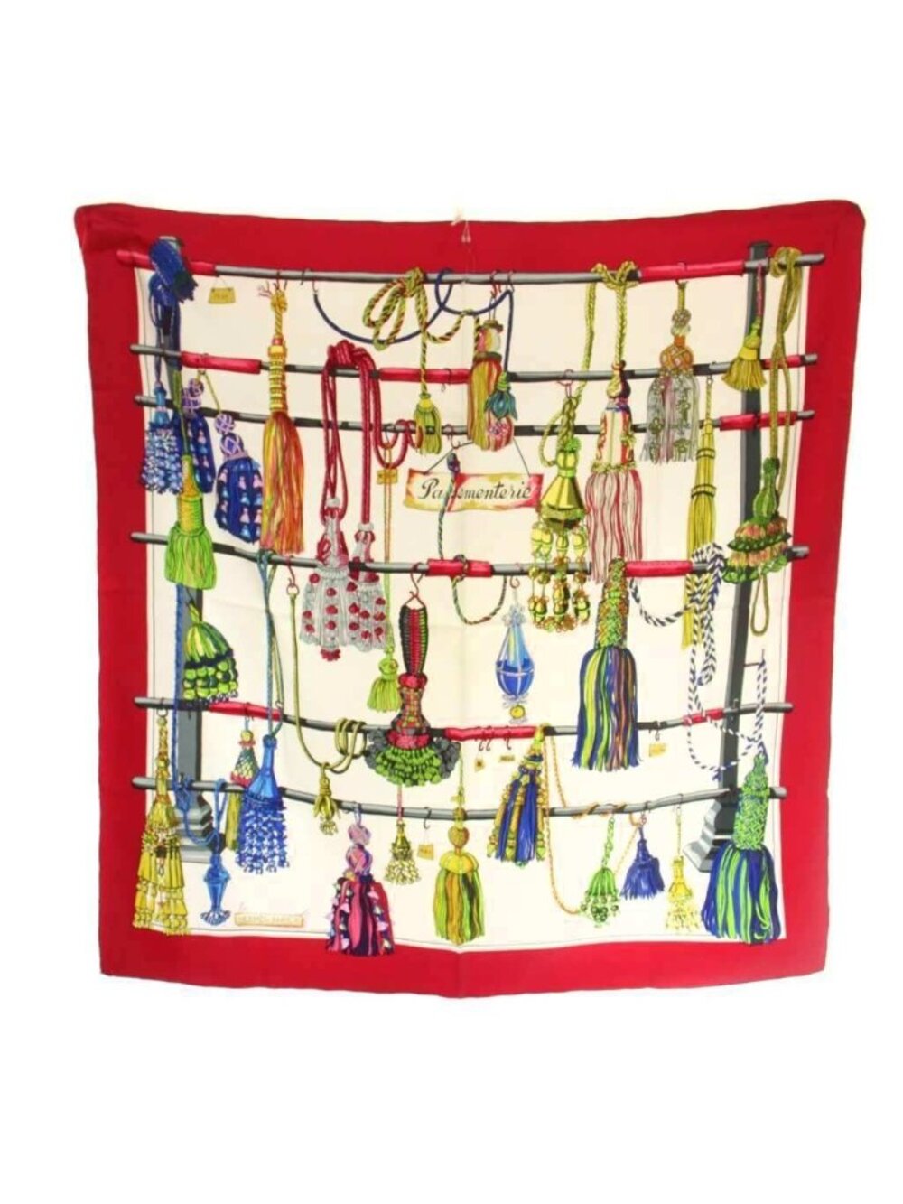 Hermes Carre 90 Pasementerie String Decoration Scarf Silk All Over Print Pink